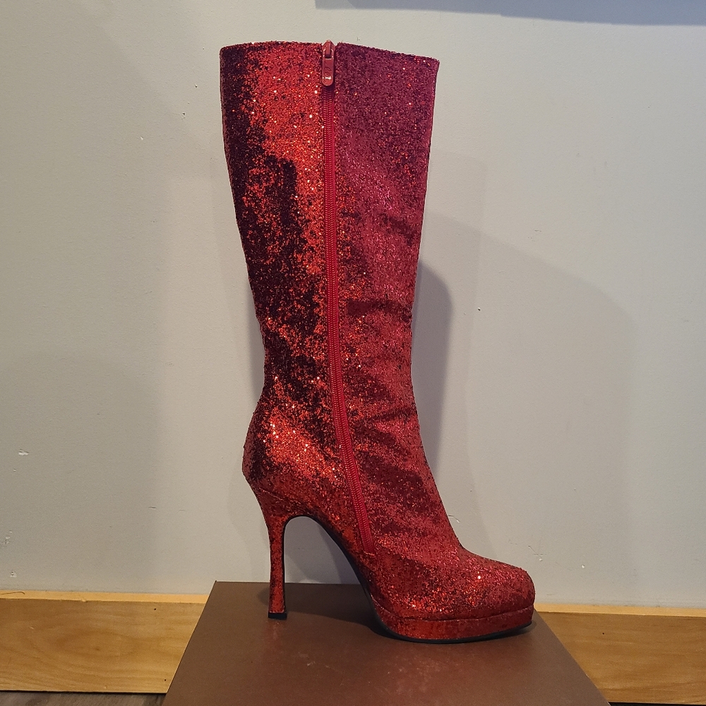 Ellie Red Glitter size 10 boots 421 Zara